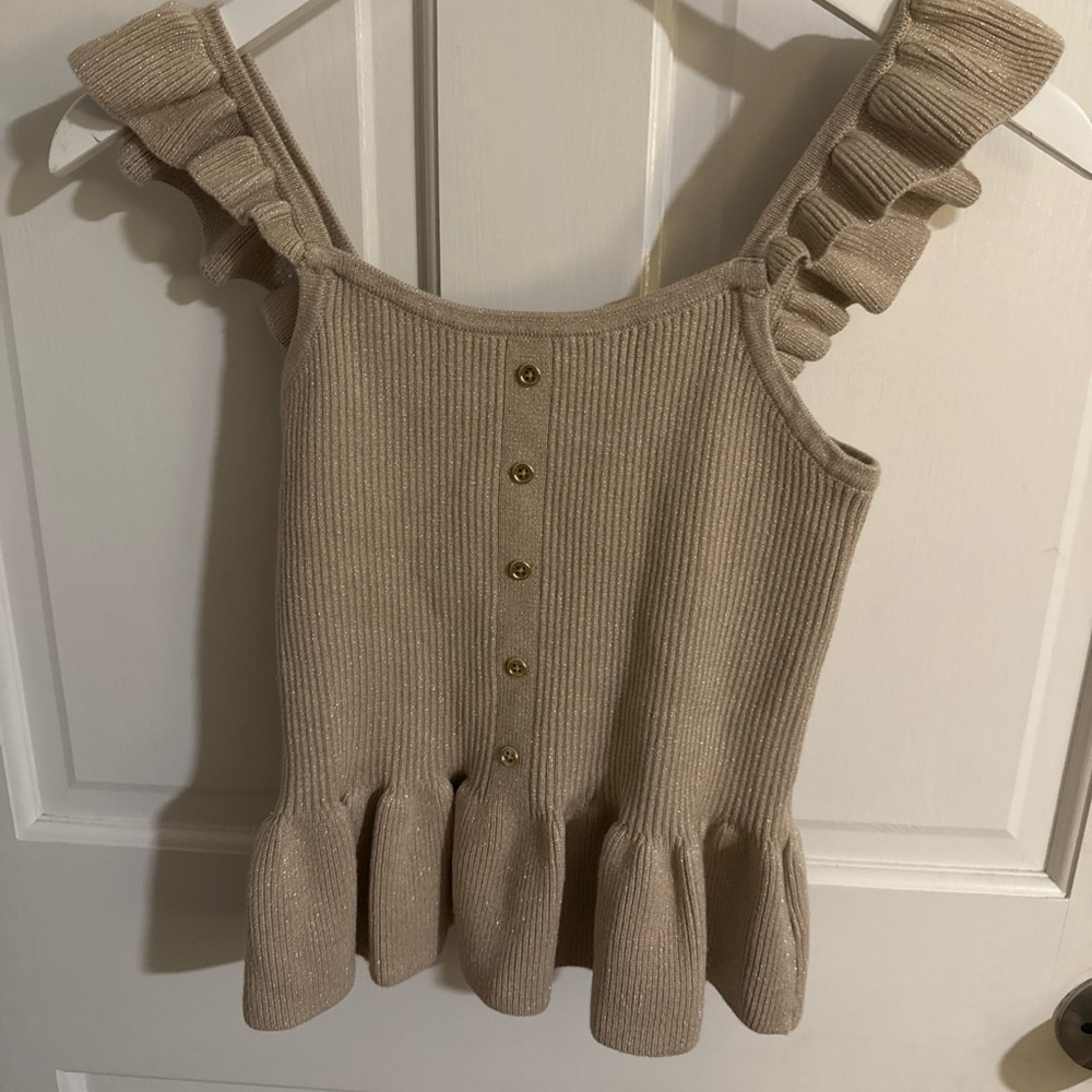 Janie and Jack Sparkling Beige Knit Top - Picture 2 of 9